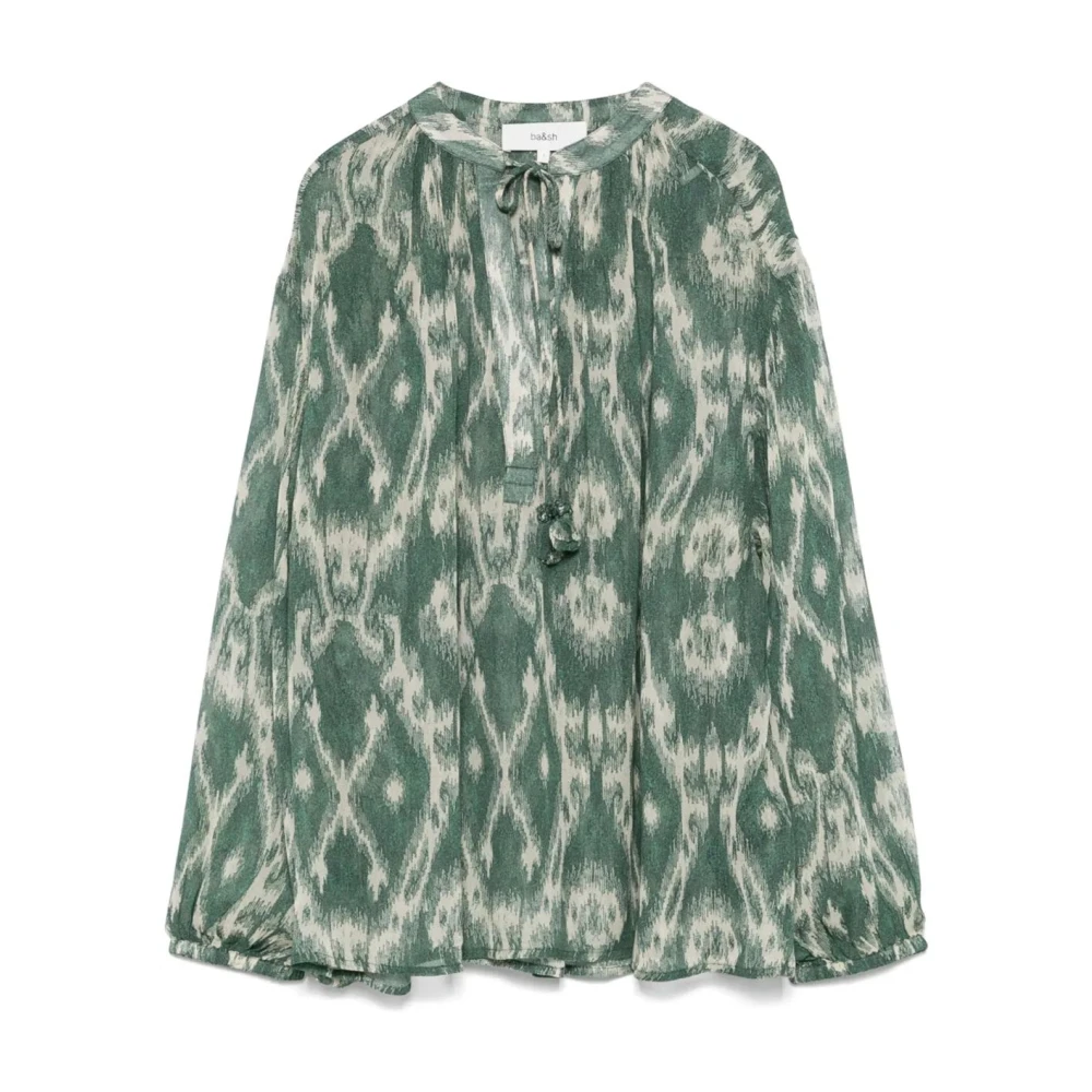 BA&SH Bedrukte Khaki Beige Blouse Green Dames