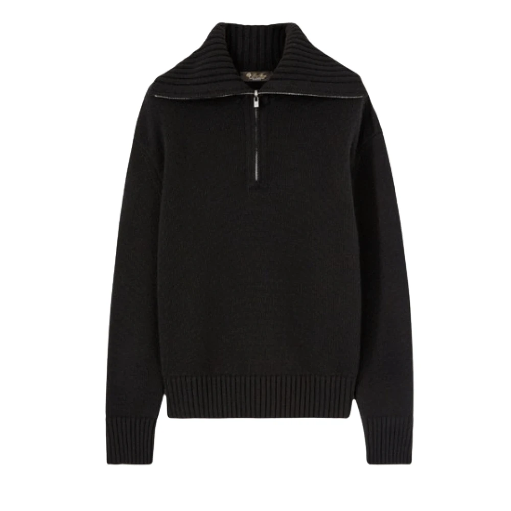 Loro Piana Zwarte Cashmere Half-Zip Sweater Black Dames