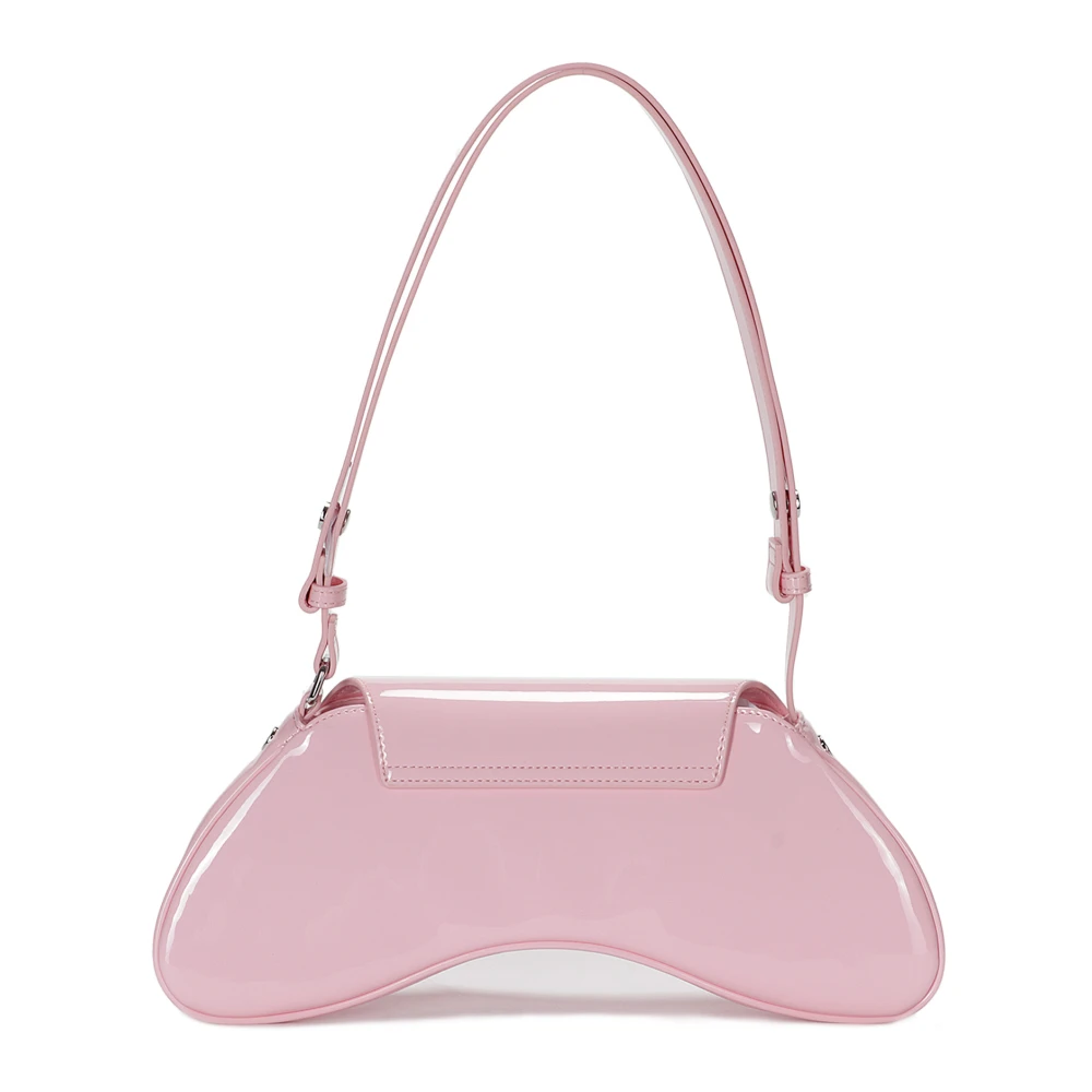 Diesel Logo Patentleren Schoudertas Knoopsluiting Pink Dames