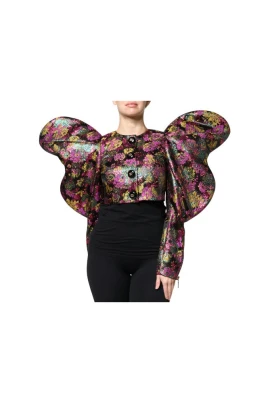 Floral Puff Sleeve Crop Jacket