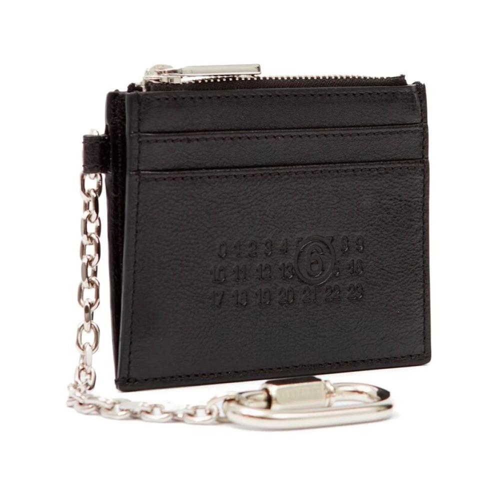 MM6 Maison Margiela Zwarte leren portemonnee met sleutelhanger Black Heren
