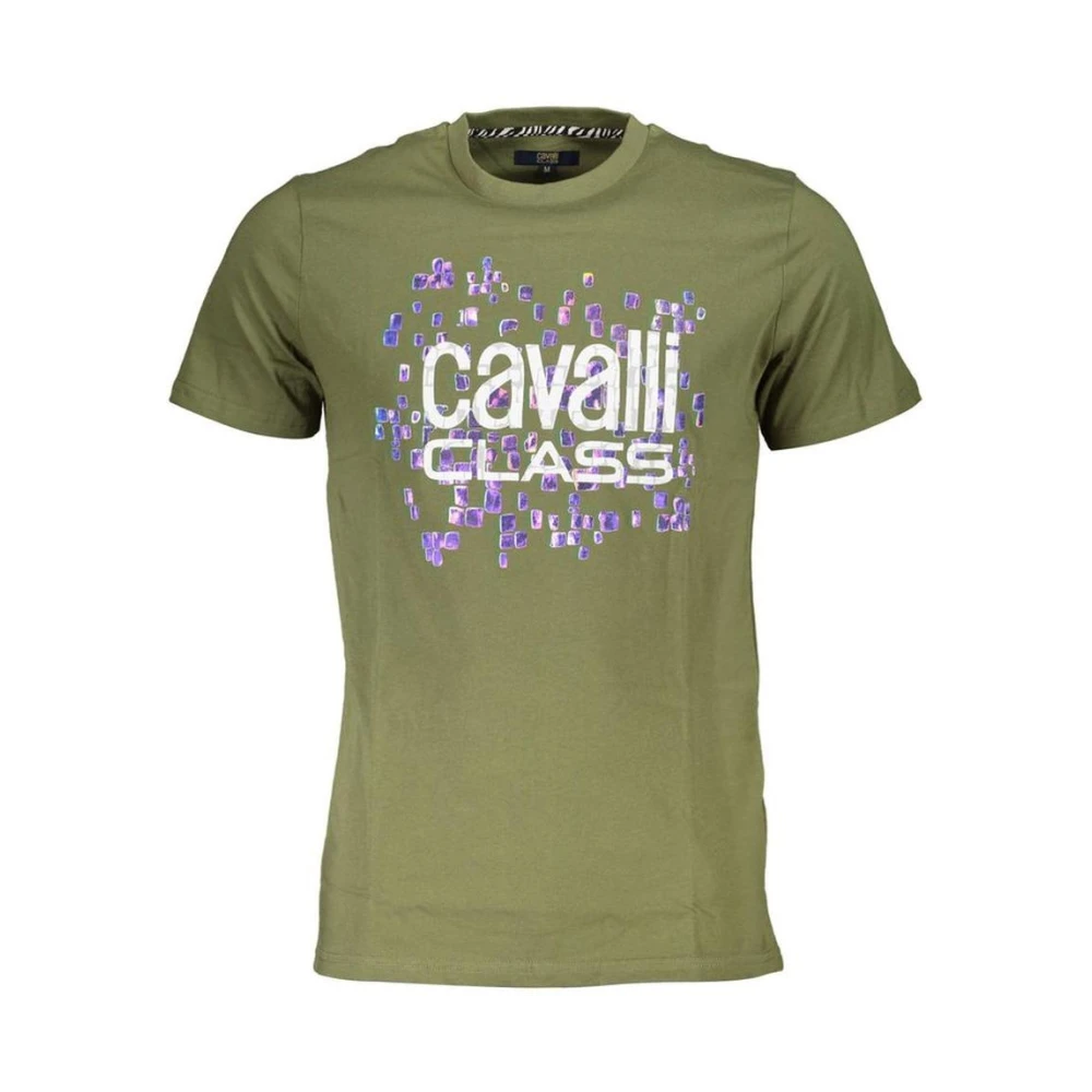 Cavalli Class Men's Green Logo Print Tee