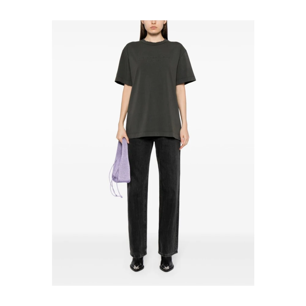 alexander wang Geëmbosseerd Logo Crew Neck T-shirt Gray Dames