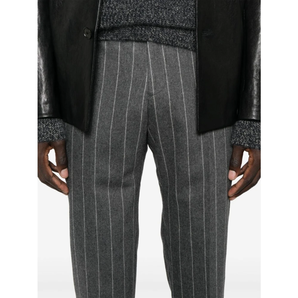 PT Torino Grijze Wollen Pinstripe Broek Gray Heren