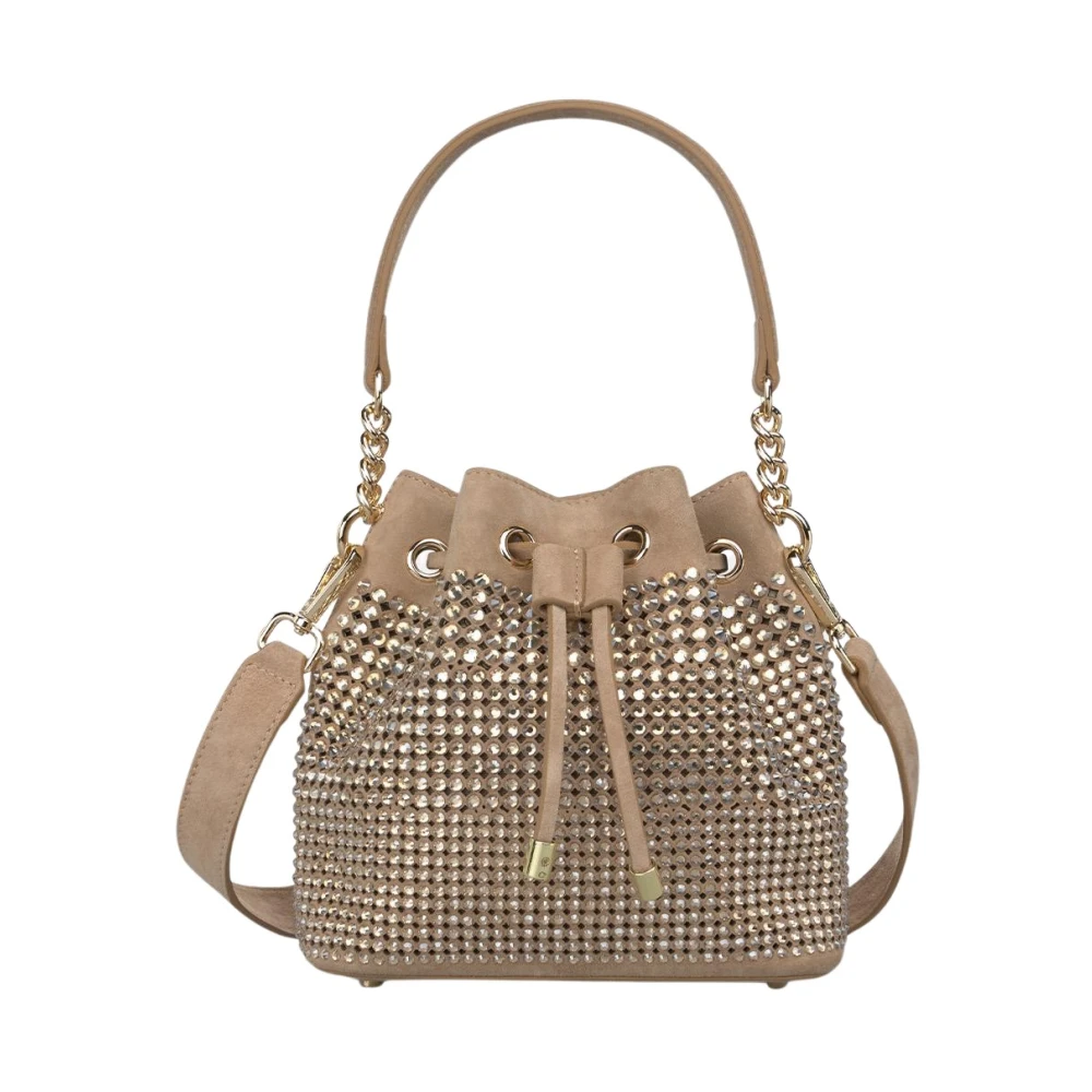 Alma En Pena Women's Beige Rhinestone Bucket Bag