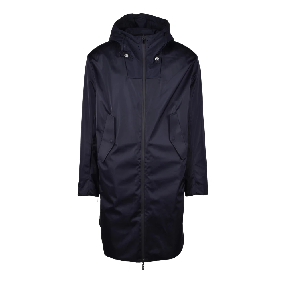Emporio Armani Stijlvolle Polyester Jas Blue Heren