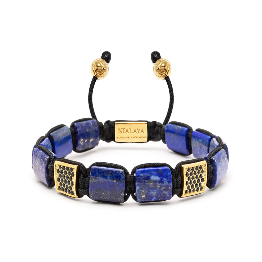 Nialaya Men's Blue/Black The Cz Flatbead Collection - Lapis And Cz