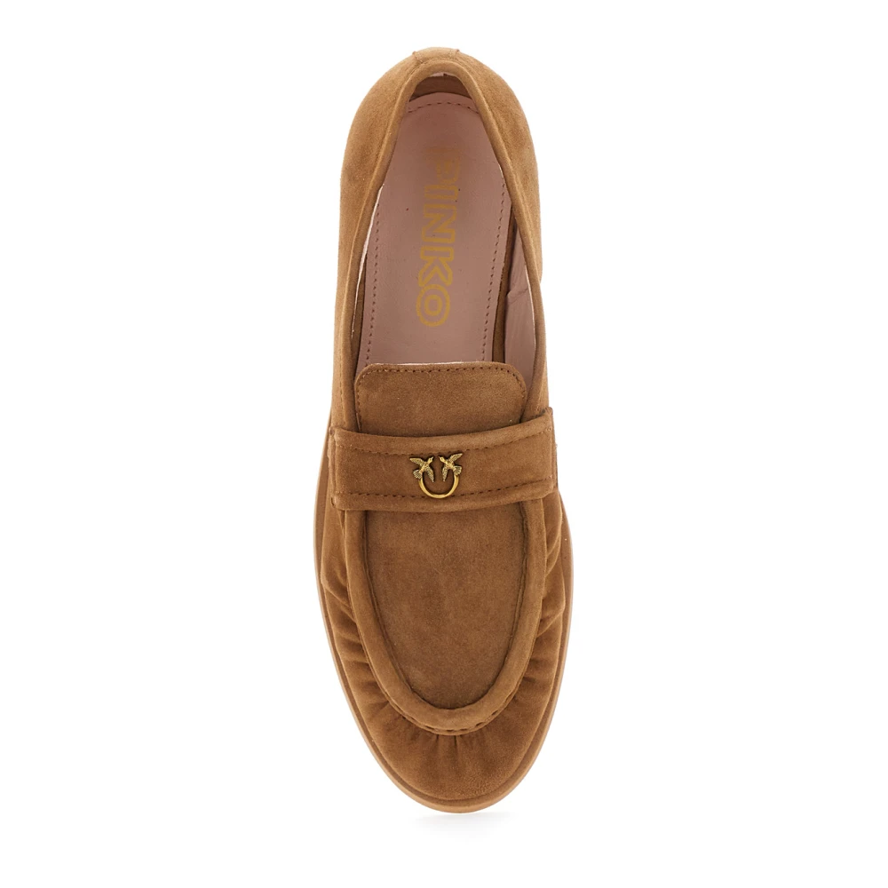 pinko Bruine Loafers met Love Birds Logo Brown Dames