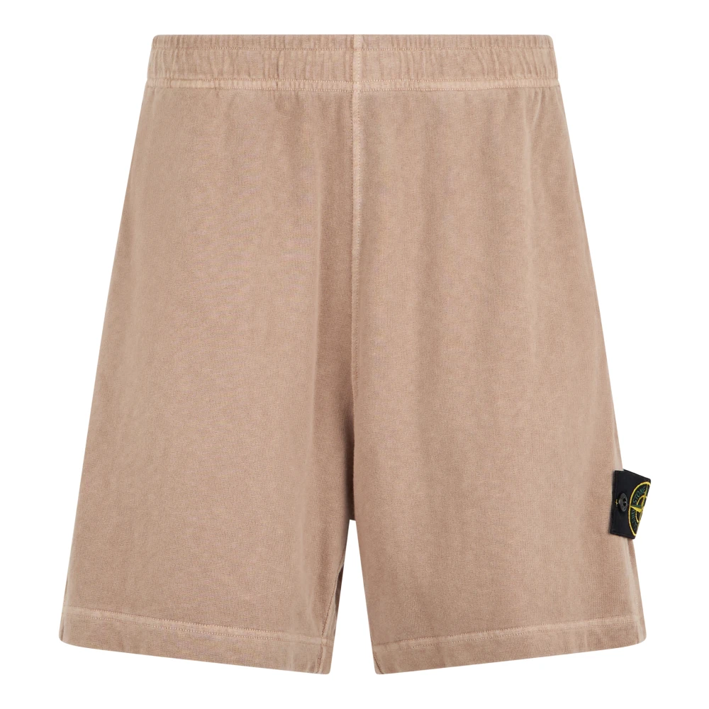 Stone Island Malfilé Fleece 'Old' Effect - Male - Casual Shorts - Beige - S - Shorts