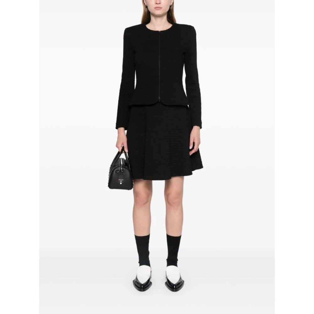 Emporio Armani Zwarte Wafel Gebreide Jas Black Dames