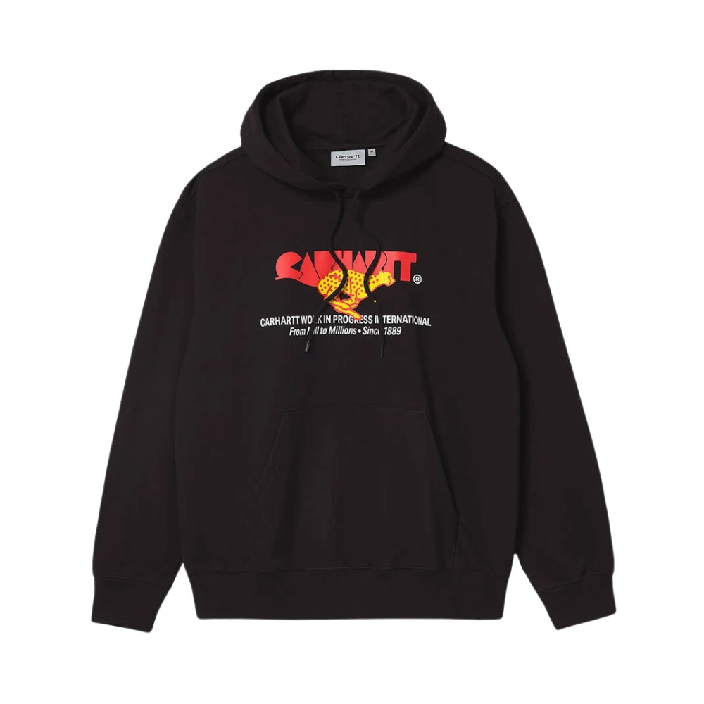 Carhartt WIP Hooded Runner Sweatshirt met Cheetah Print Black Heren