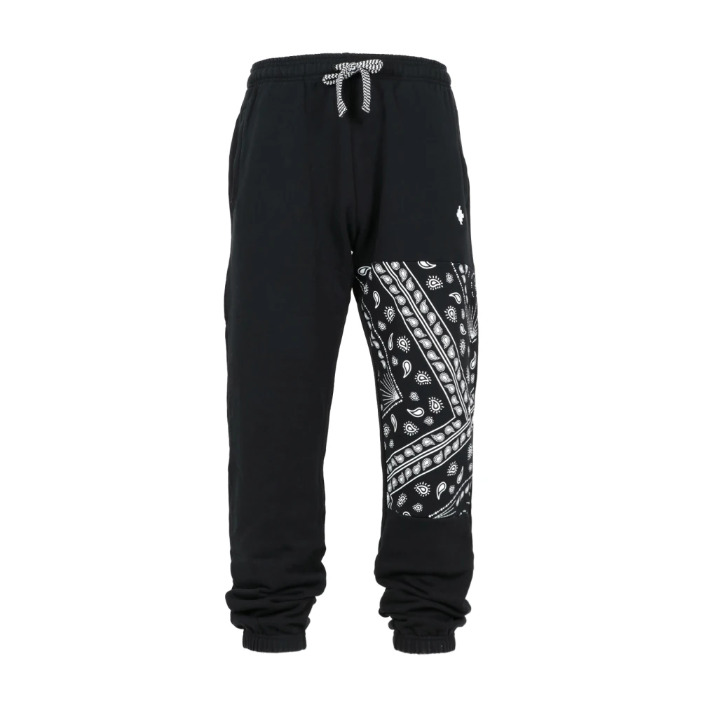 Marcelo Burlon Zwarte sportbroek van katoen met wit bandana-print Black Heren