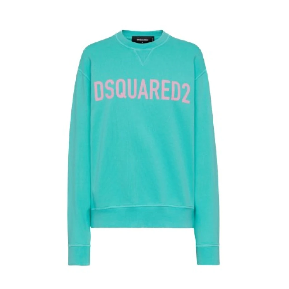 Dsquared2 Ronde Hals Sweatshirt in Turquoise Blue Heren