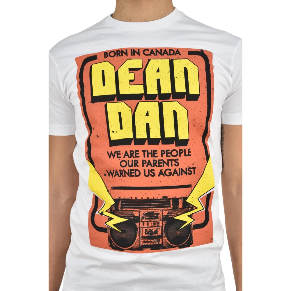 Dsquared2 Heren Grafische Print Wit T-Shirt Mod.S74GD0447S22427100 White Heren