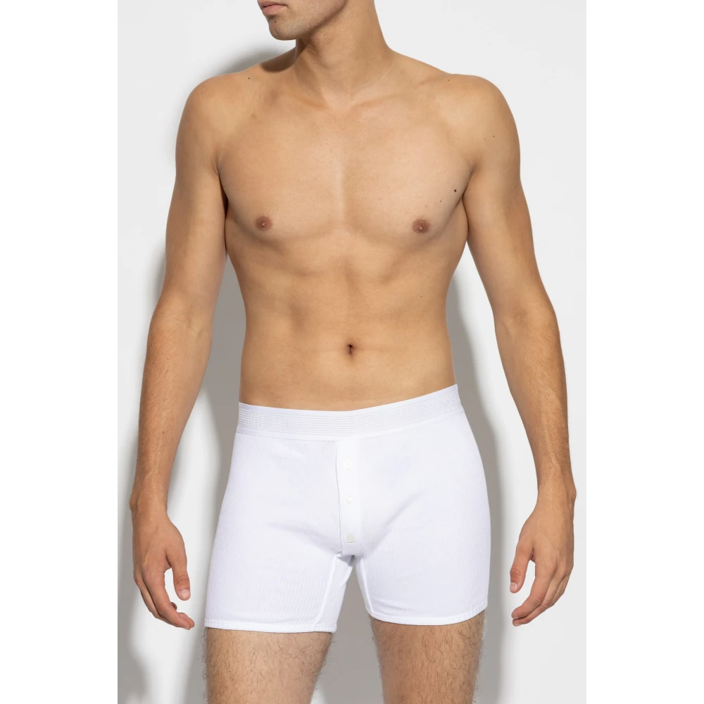 Moschino Geribbelde Boxershorts White Heren
