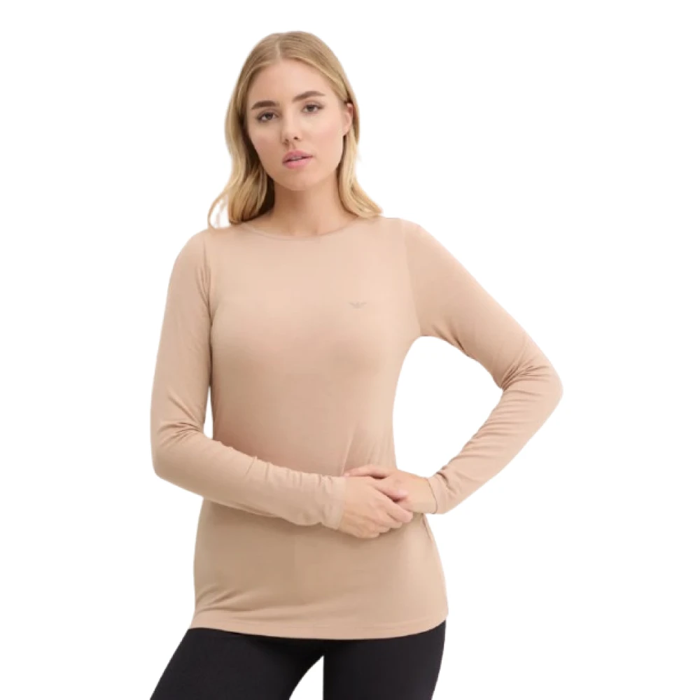 Emporio Armani Vrouw Beige Tops Dames, L, Long Sleeve Tops