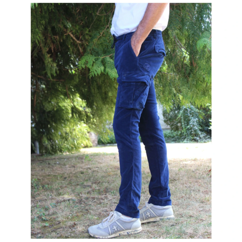 Mason's Cargo Velours Broek Blue Heren