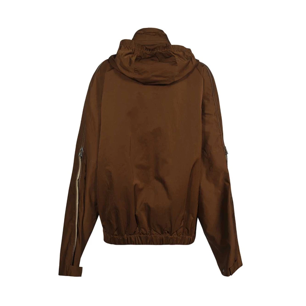 Bottega Veneta Nylon Hoodie Jas met Ritszakken Brown Heren