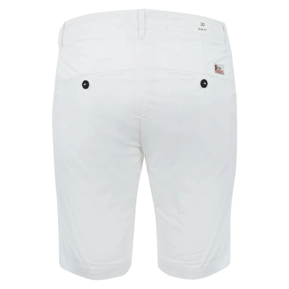 Roy Roger's Witte Katoenen Bermuda Shorts Slim Fit White Heren