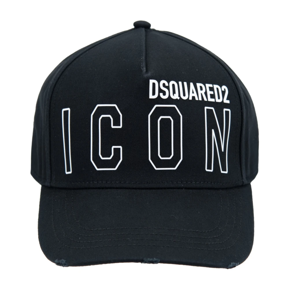 Dsquared2 Unisex Black Iconic Baseball Cap With Buckle Closure