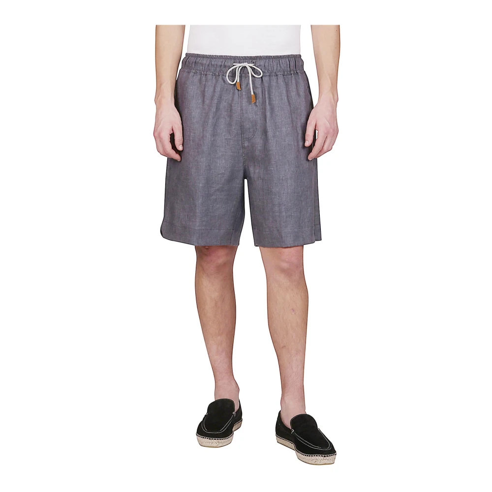 Eleventy Linnen Jogger Shorts Black Heren