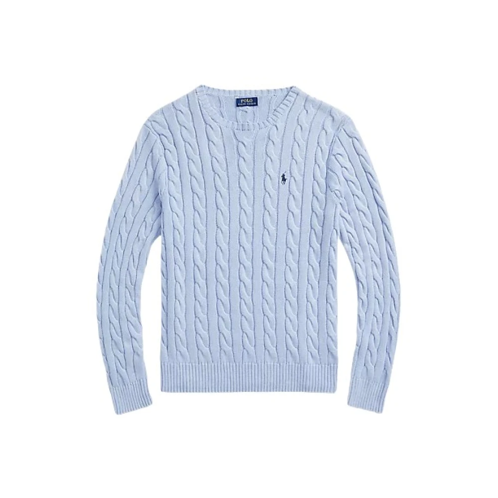 Ralph Lauren Kabelgebreide katoenen trui met pony logo Blue Heren