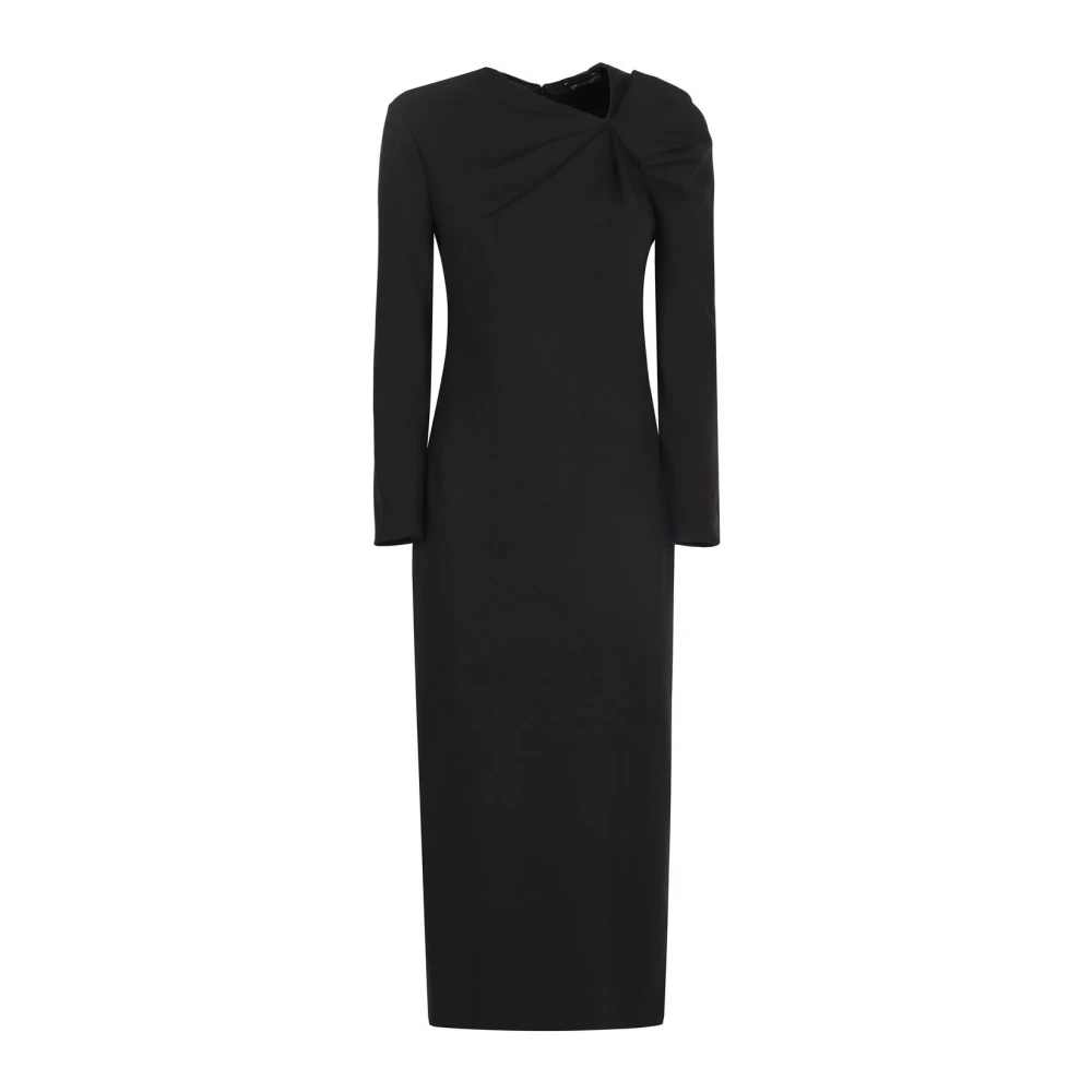 Emporio Armani Svart Long Sleeve Twisted Neck Midi Dress
