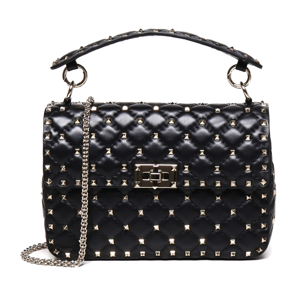 Bolso Negro Acolchado de Piel de Cordero con Cadena Valentino Garavani Mujer Miinto