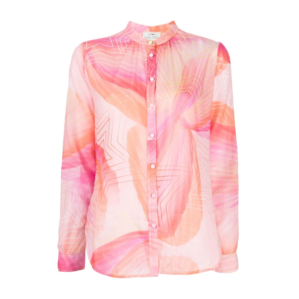 Forte Forte Women's Pink Dream Print Voile Long Sleeve Shirt - Shirts - L - Blouses & Shirts