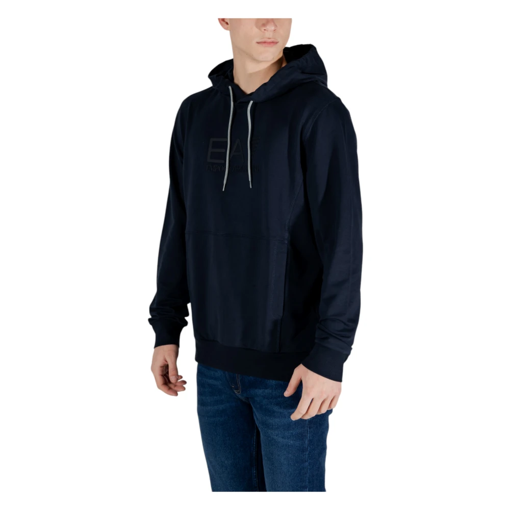 Emporio Armani EA7 Katoenen Capshirt Sweatshirt Lente Zomer Collectie Blue Heren