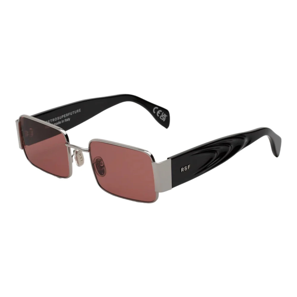 Retrosuperfuture Unisex Gray Sunglasses,, Bordeaux Sunglasses Rectangular Silver Glossy Medium