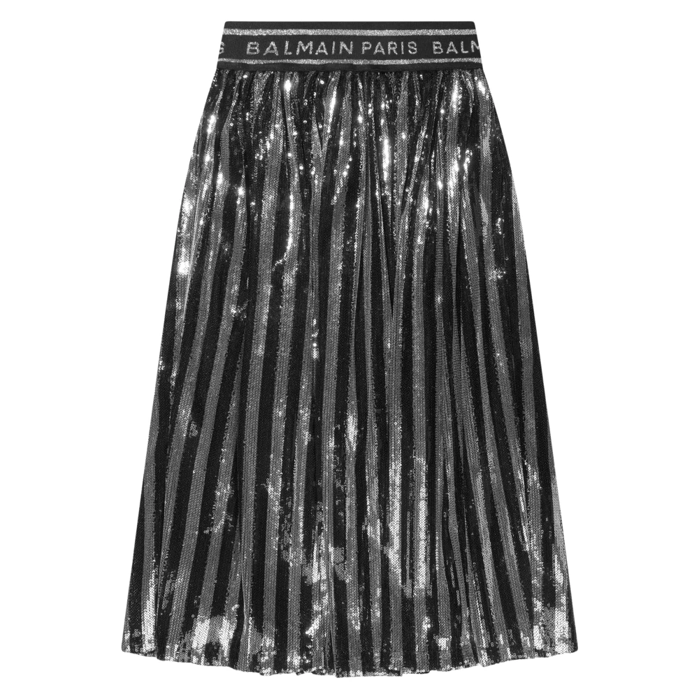 Balmain Girls Pleated Skirt In Black - Female - Kids Skirts - Multicolor - 8 Y - Kids