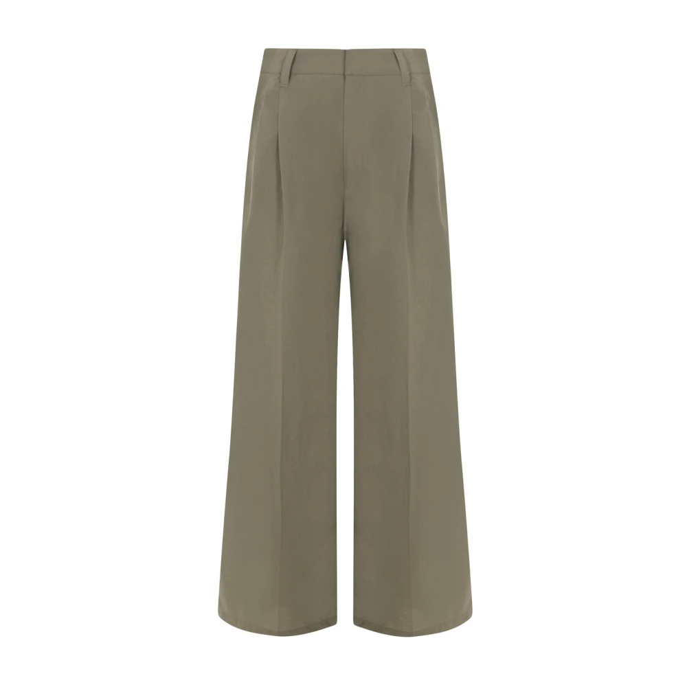 BRUNELLO CUCINELLI Wijde Pijp Groene Katoenen Broek Green Dames