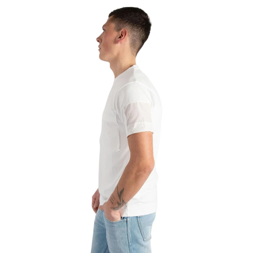 Duno Ademend katoenen T-shirt met voorzak White Heren