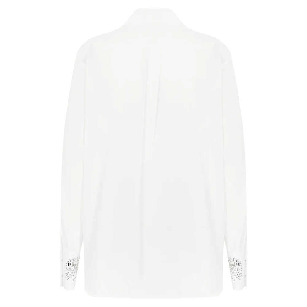 Max Mara Studio Witte Katoenen Overhemd met Versierde Manchetten White Dames