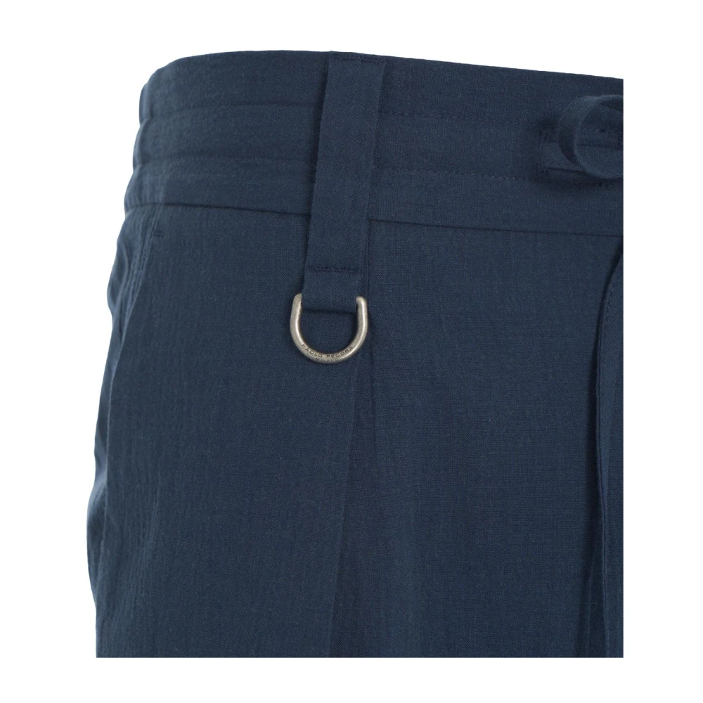 Paolo Pecora Blauwe Chino's Elastische Taille Omgeslagen Manchetten Blue Heren