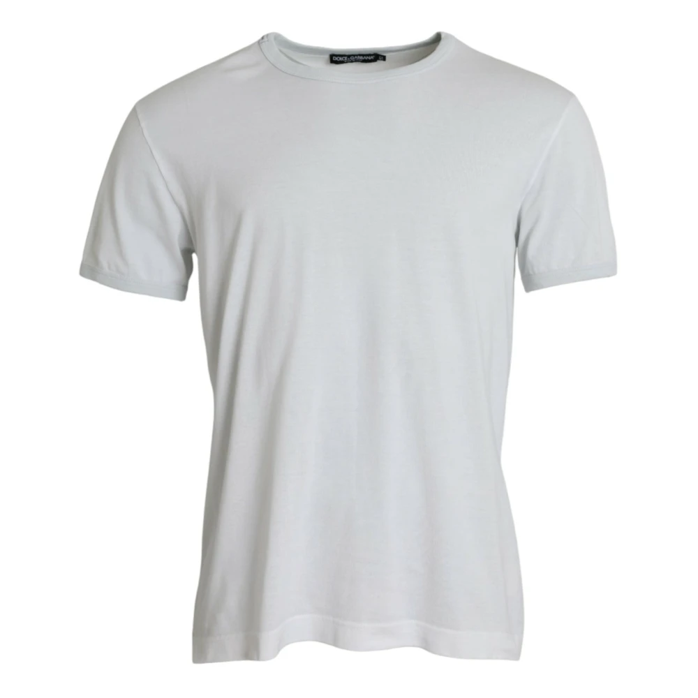 Dolce & Gabbana Wit Katoenen T-shirt met Ronde Hals en Korte Mouwen White Heren