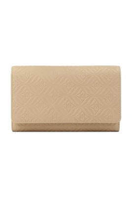 Beige plånbok med elegant präglat mönster