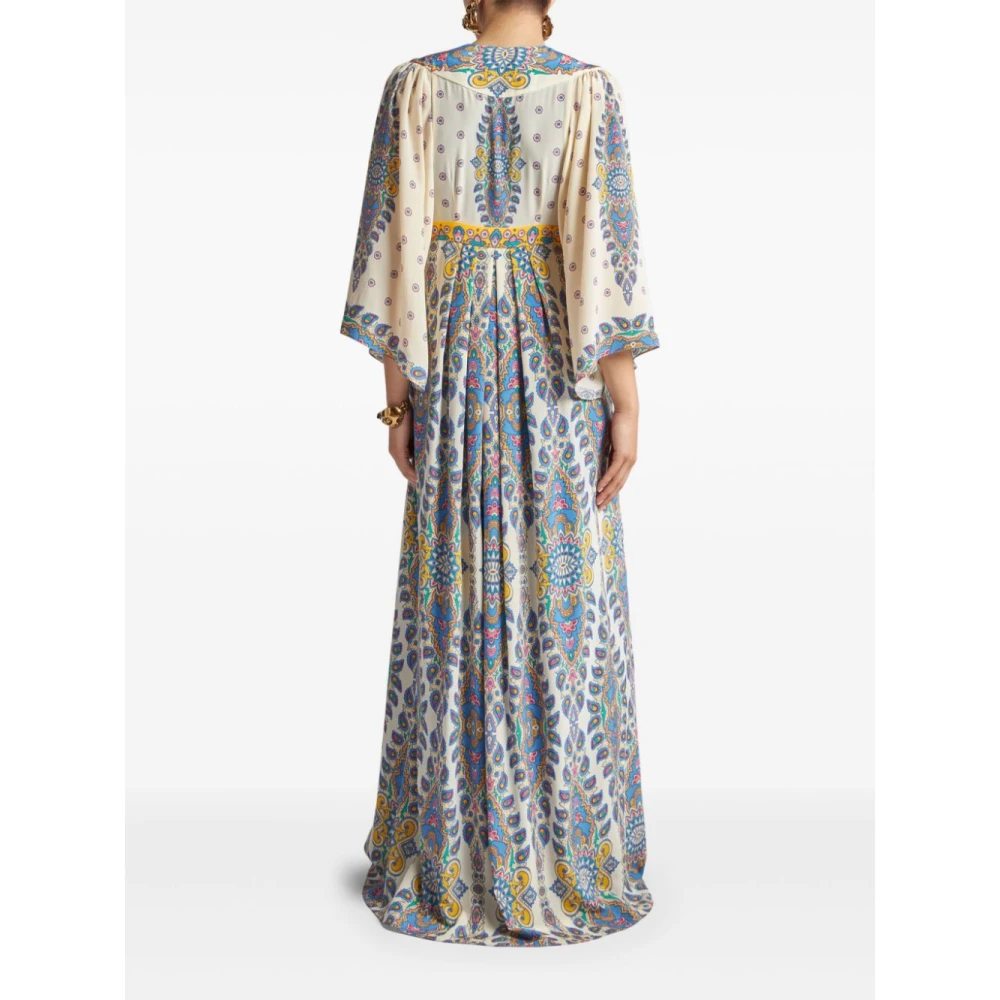 ETRO Witte V-Hals Jurk Tot Op De Vloer Multicolor Dames