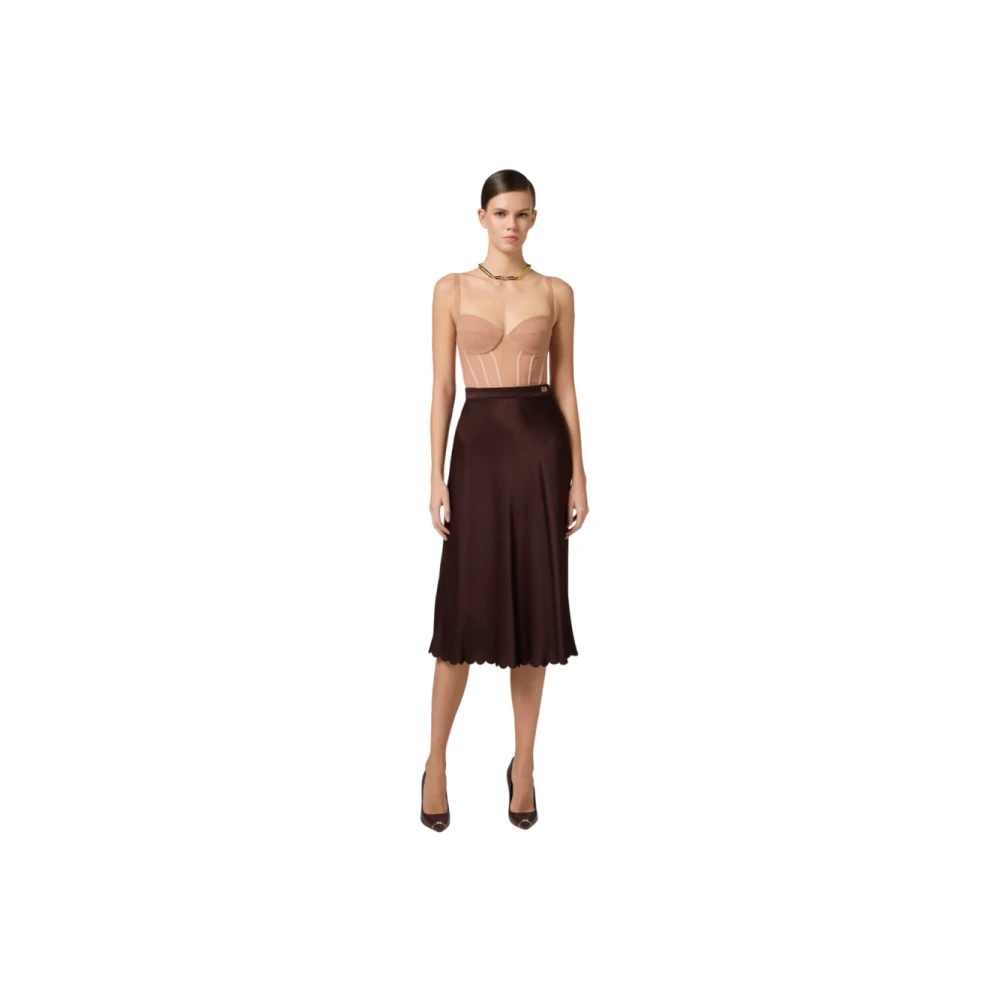 Elisabetta Franchi Nude Bustier Body Lingerie in Stretch Tule Beige Dames