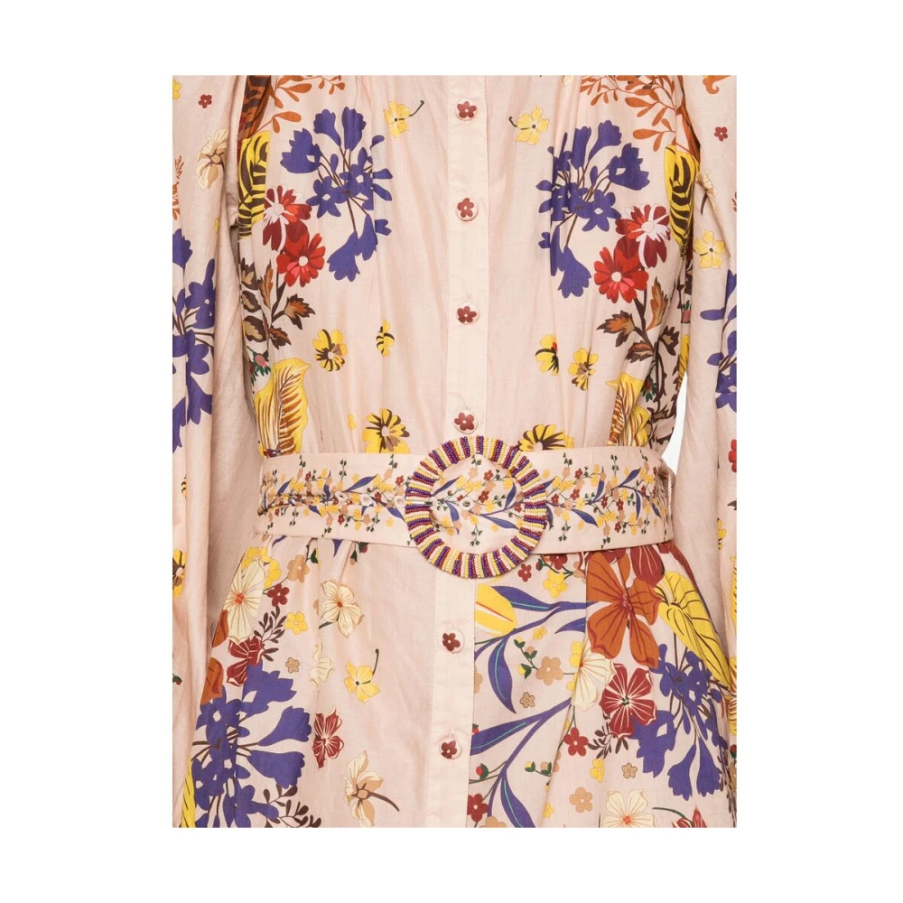 Farm Rio Roze Kant Kraag Ruche Jurk Multicolor Dames