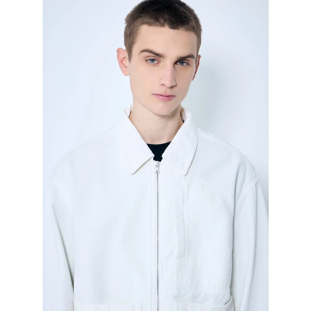 Dries Van Noten Klassieke Jas met Rits en Zakken White Heren