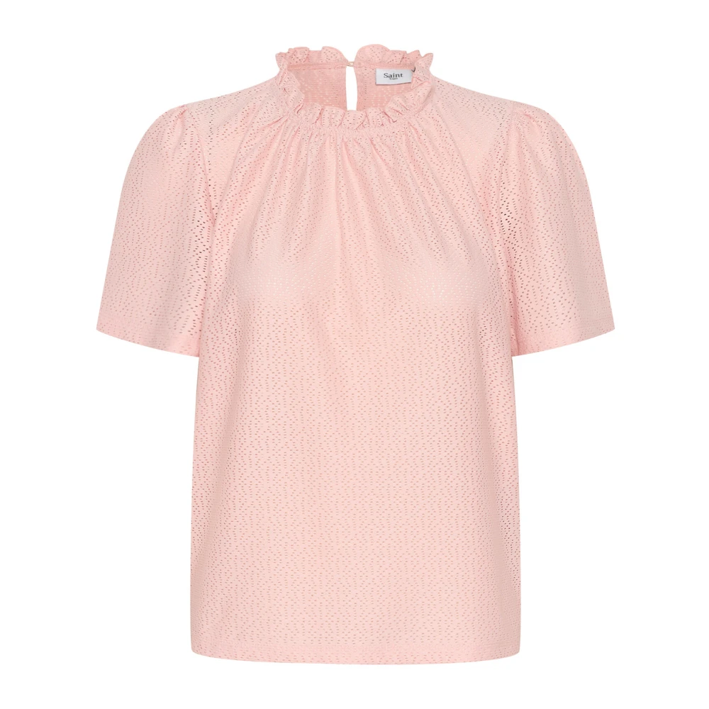 Saint Tropez Feminin Jovitasz Blus med Volang Pink, Dam