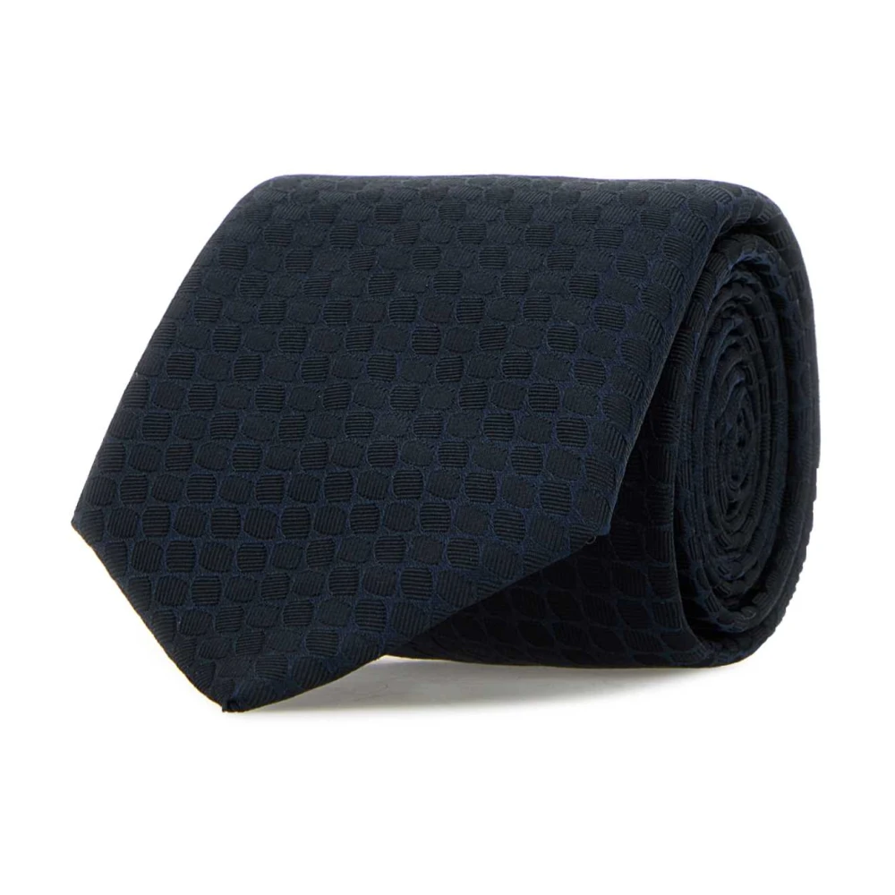 Boss Zijden geborduurde stropdas Blue Heren