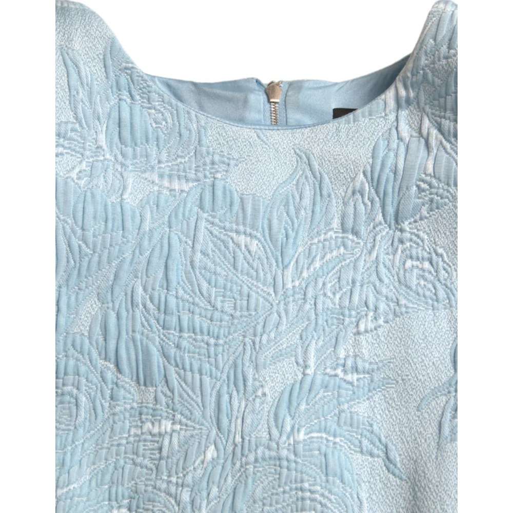 Dolce & Gabbana Bloemen Jacquard A-Lijn Mini Jurk Blue Dames