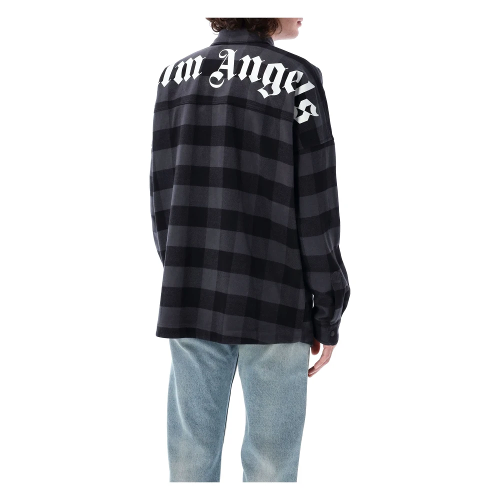 Palm Angels Klassieke Logo Overshirt Zwart Grijs Ruit Black Heren