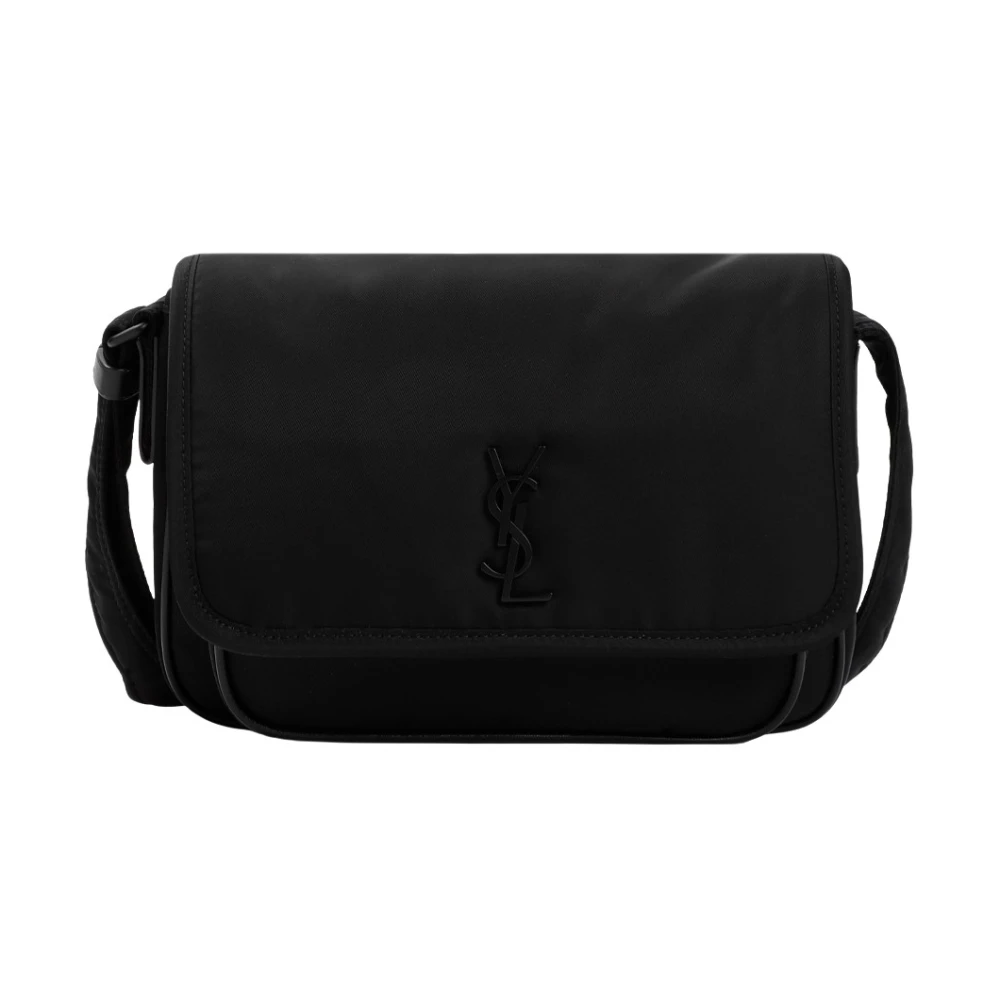 Saint Laurent Zwarte Schoudertas met YSL-logo Black Heren