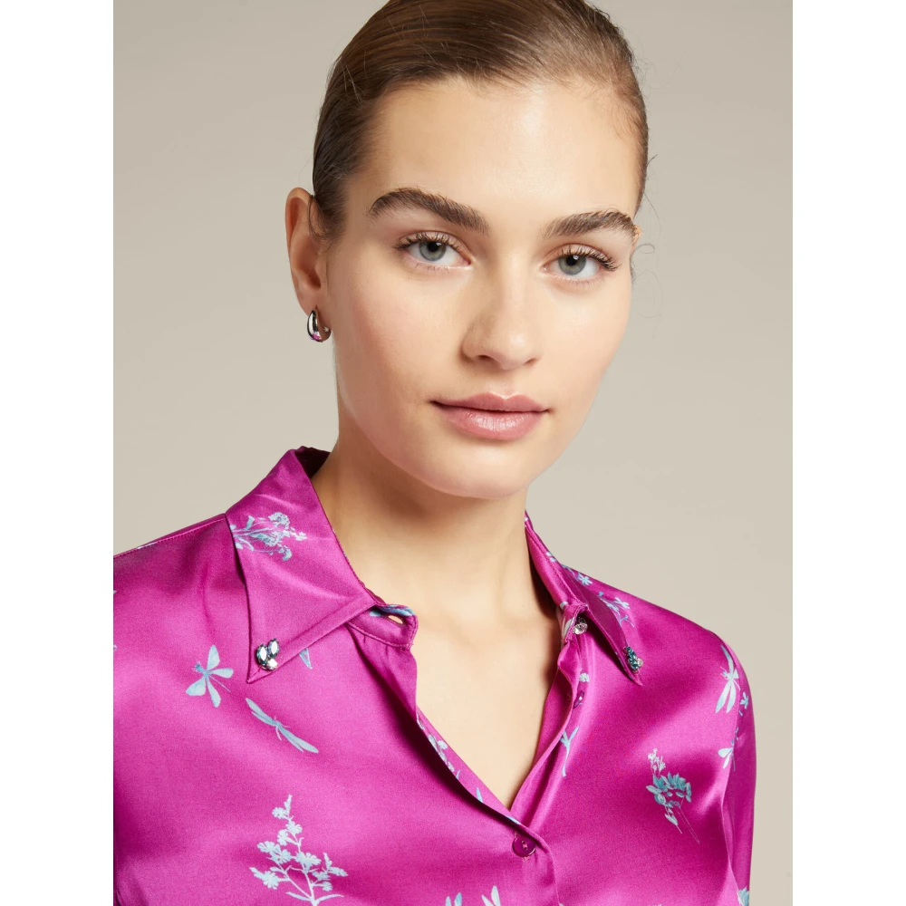 Elena Mirò Bloemen Viscose Ecovero Shirt Pink Dames