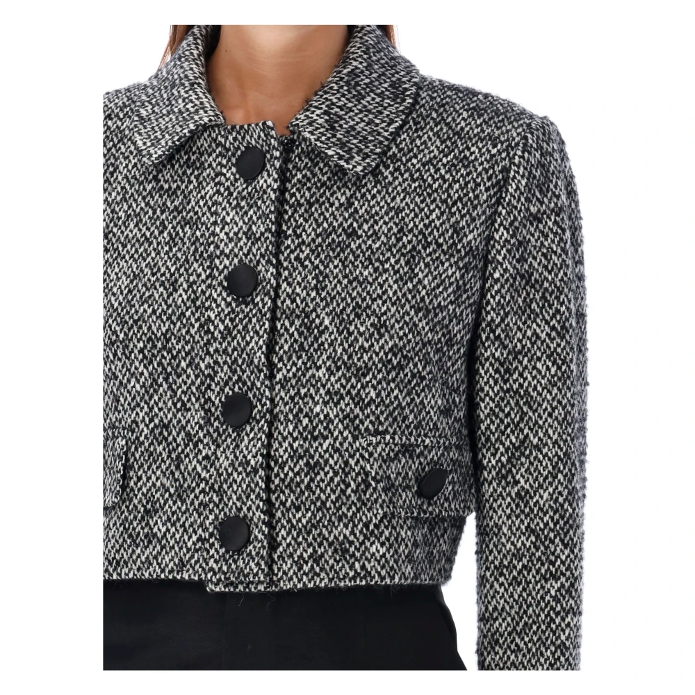 Dolce & Gabbana Zwart Melange Kort Tweedjasje Black Dames