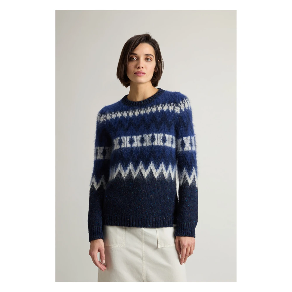 Woolrich Blauwe Aztec Sweater Blue Dames
